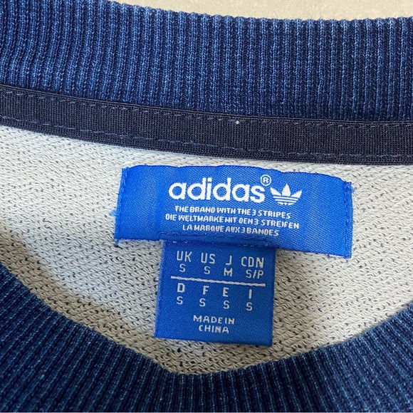 ADIDAS Originals French Terry Denim Crew Top Sweatshirt Blue Men’s Size S - Picture 6 of 10